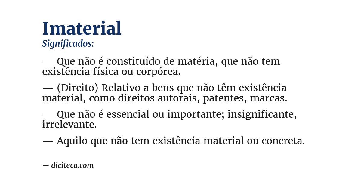 Significado de imaterial