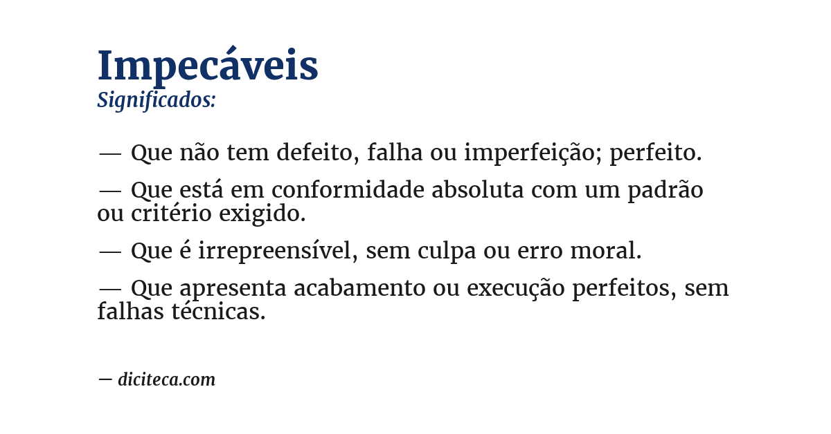 Significado de impecáveis