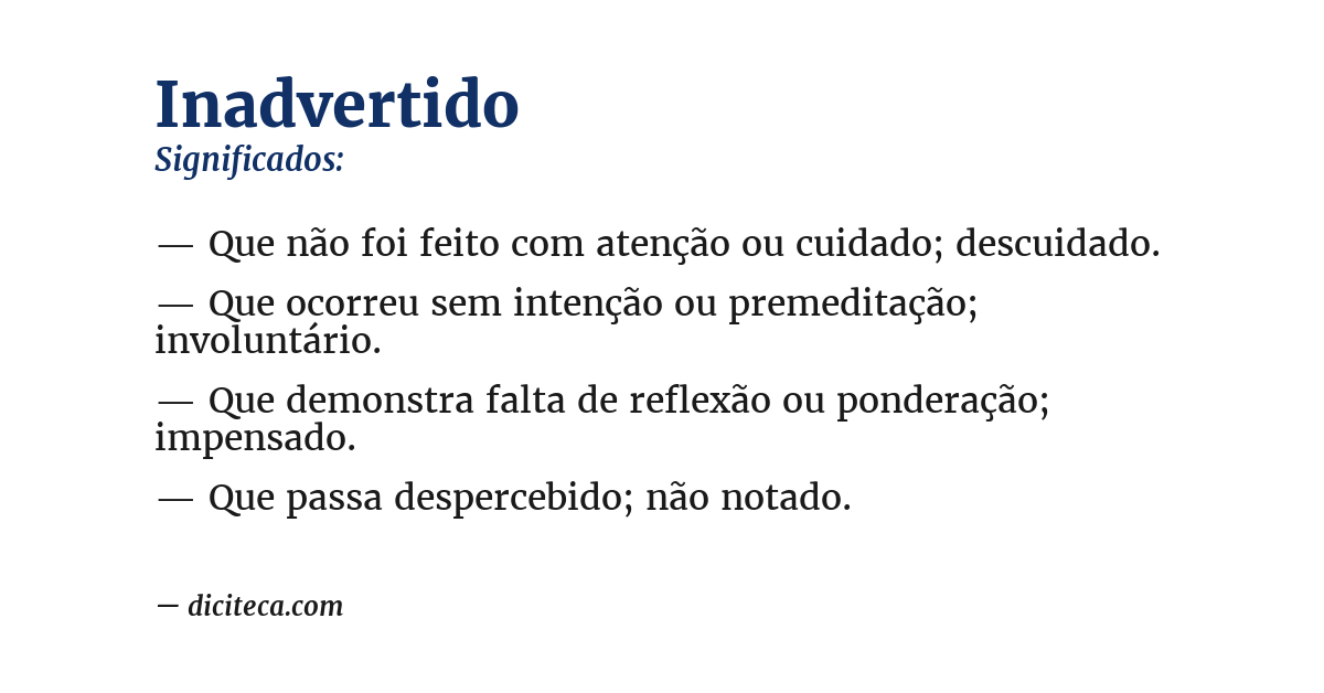 Significado de inadvertido