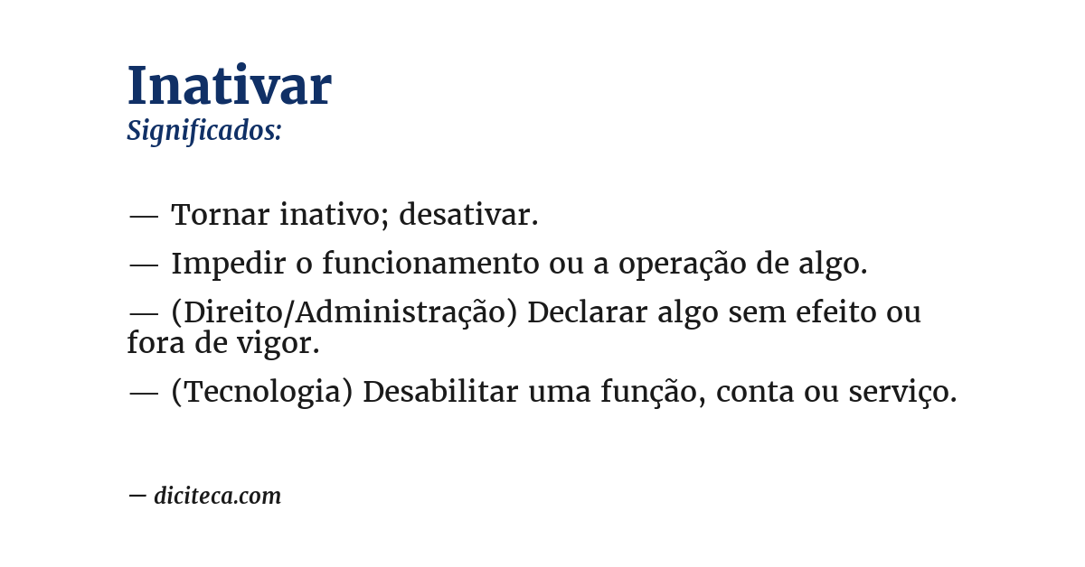 Significado de inativar