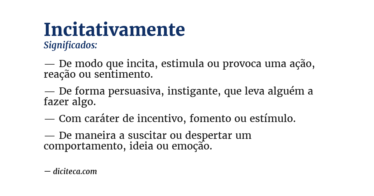 Significado de incitativamente