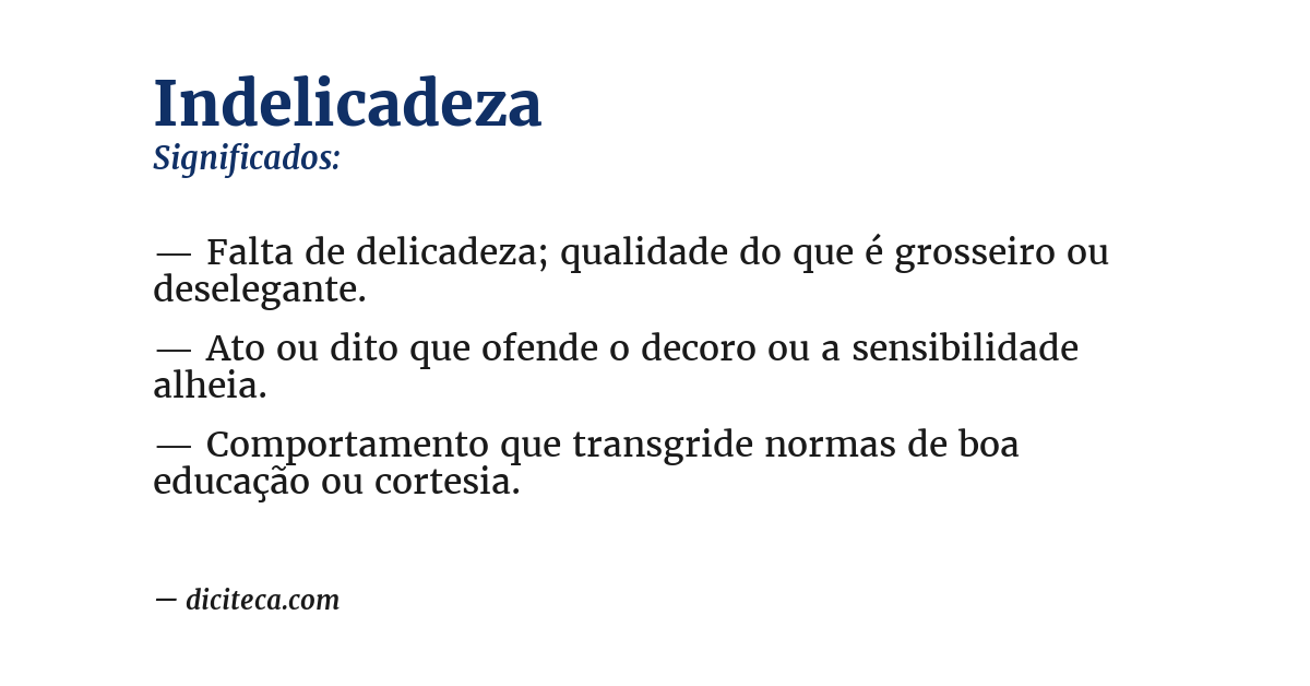Significado de indelicadeza