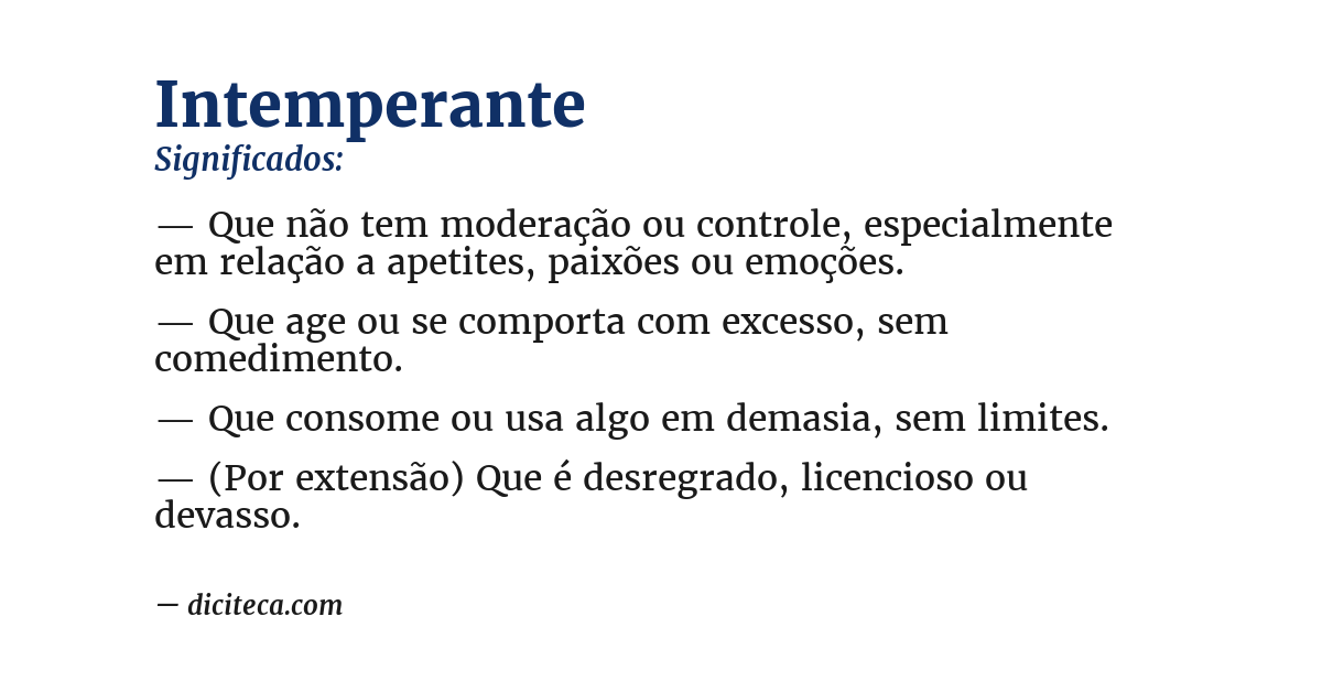 Significado de intemperante