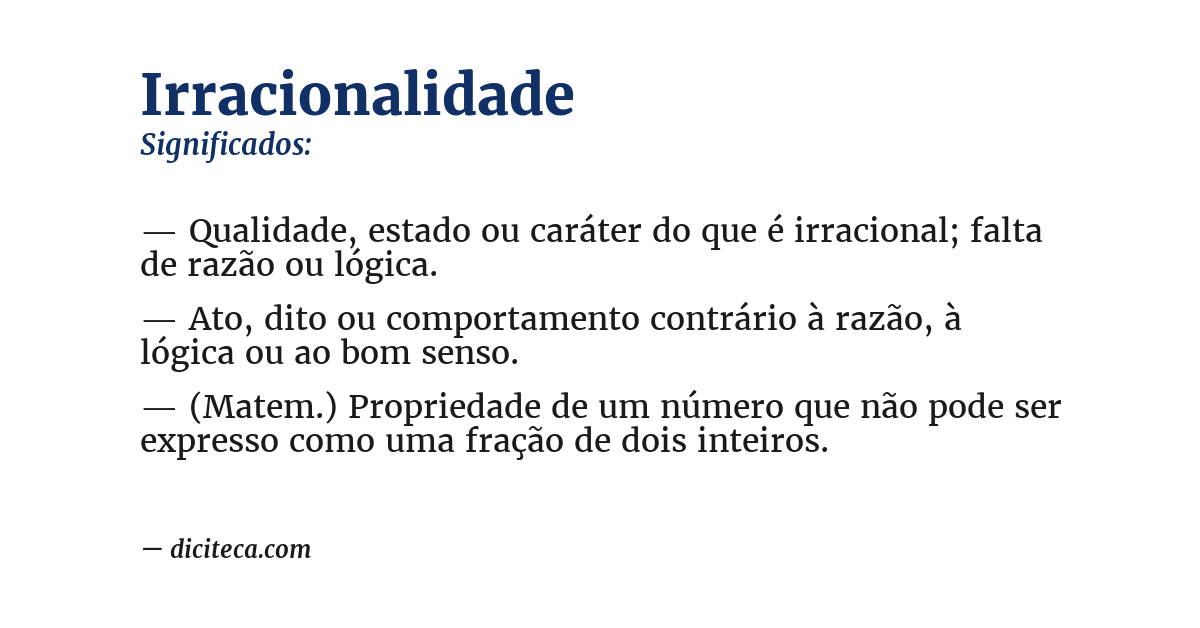 Significado de irracionalidade