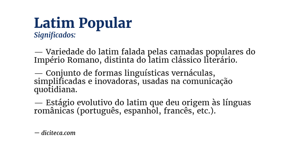 Significado de latim popular