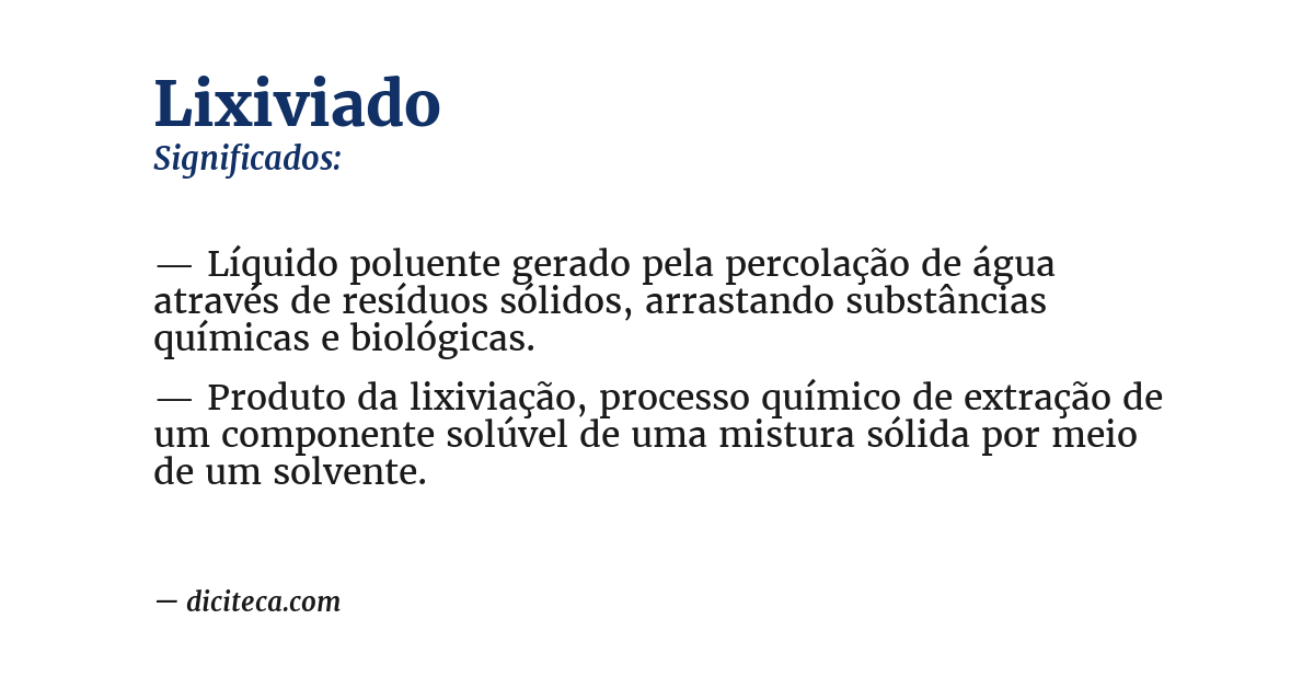 Significado de lixiviado