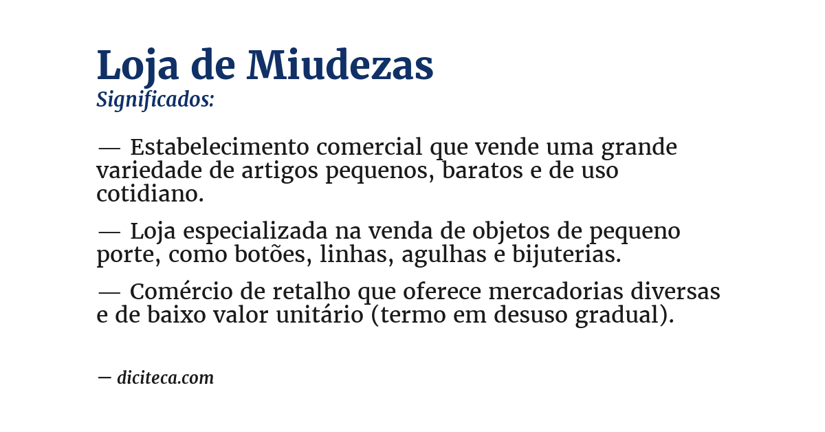 Significado de loja de miudezas