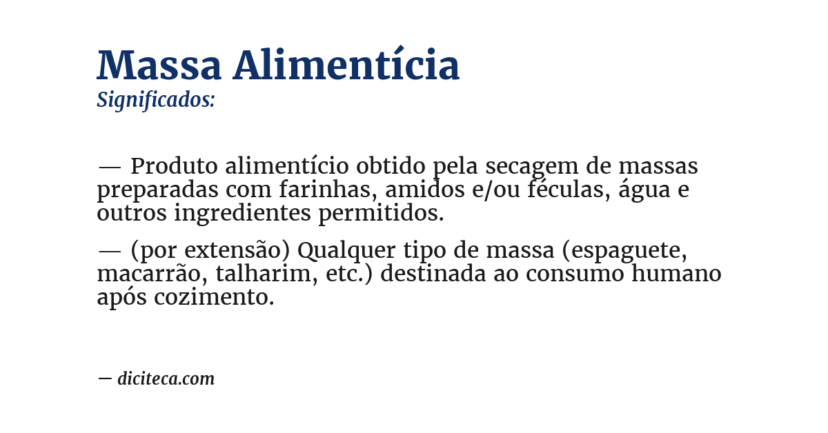 Significado de massa alimentícia