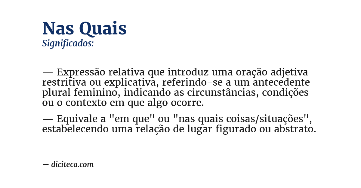Significado de nas quais