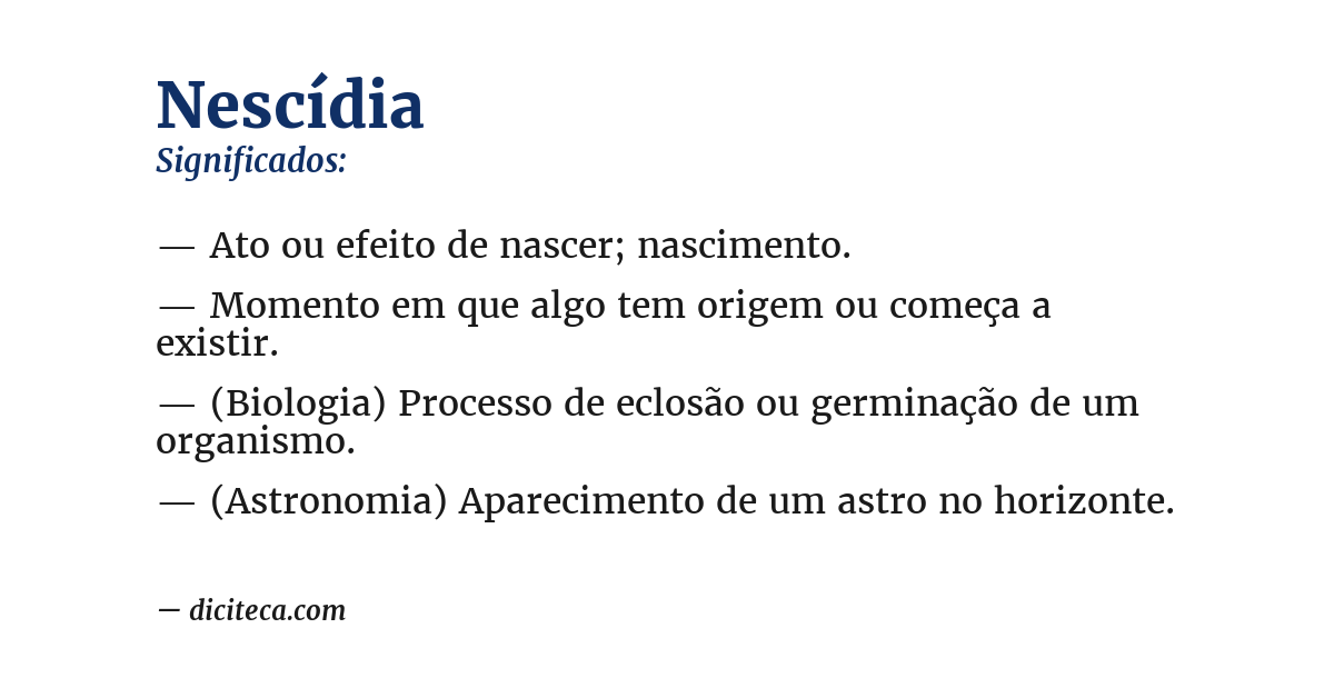Significado de nescídia