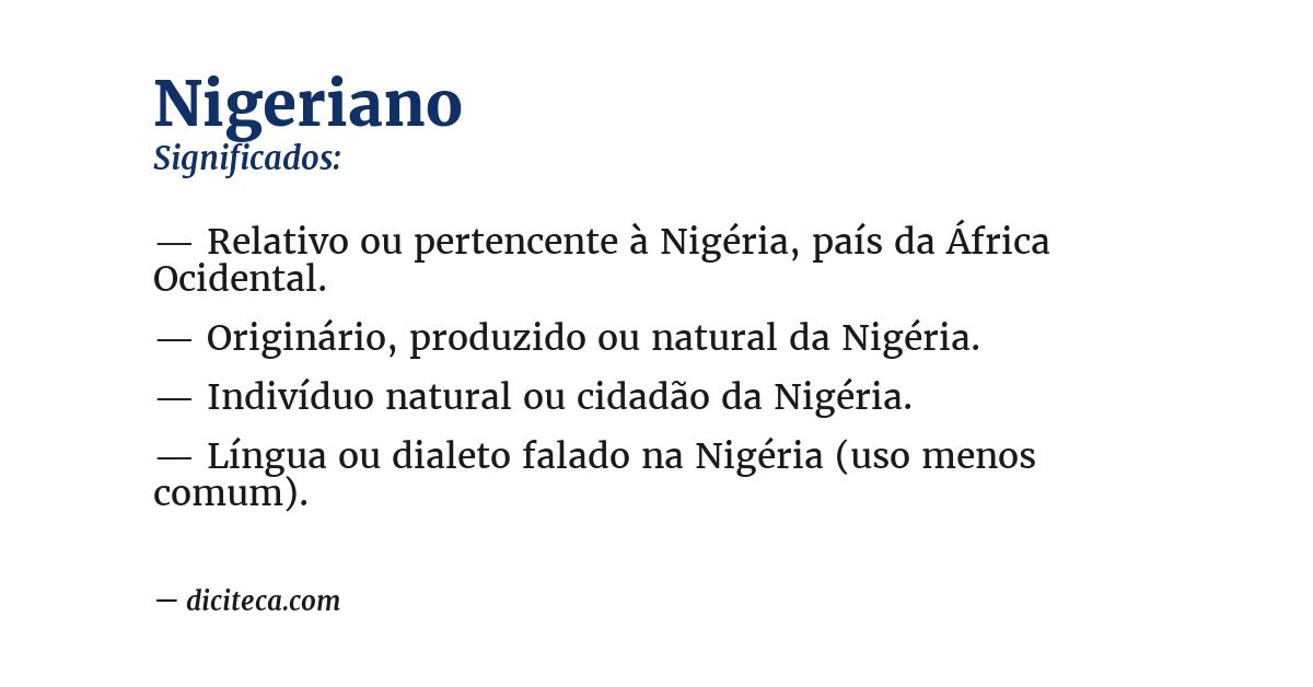Significado de nigeriano