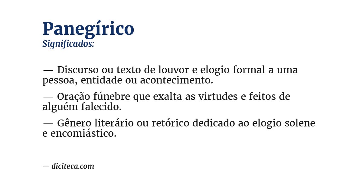 Significado de panegírico