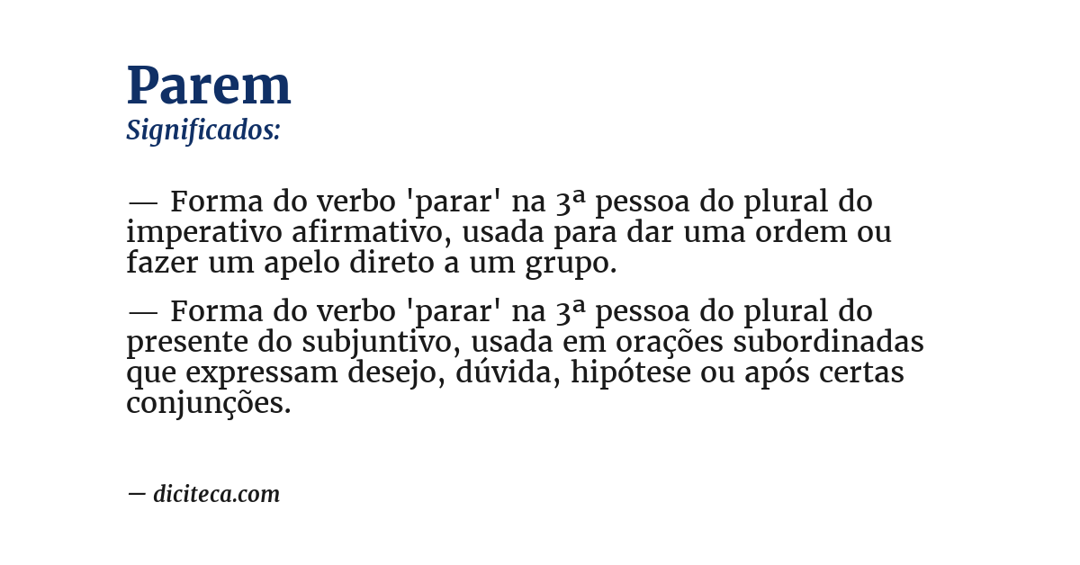 Significado de parem