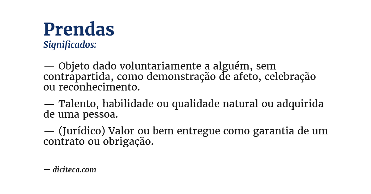 Significado de prendas