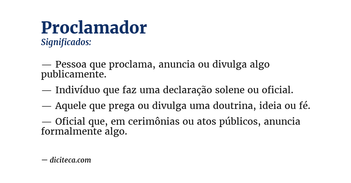 Significado de proclamador