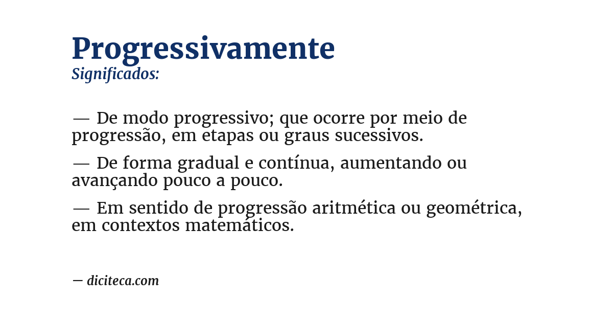 Significado de progressivamente