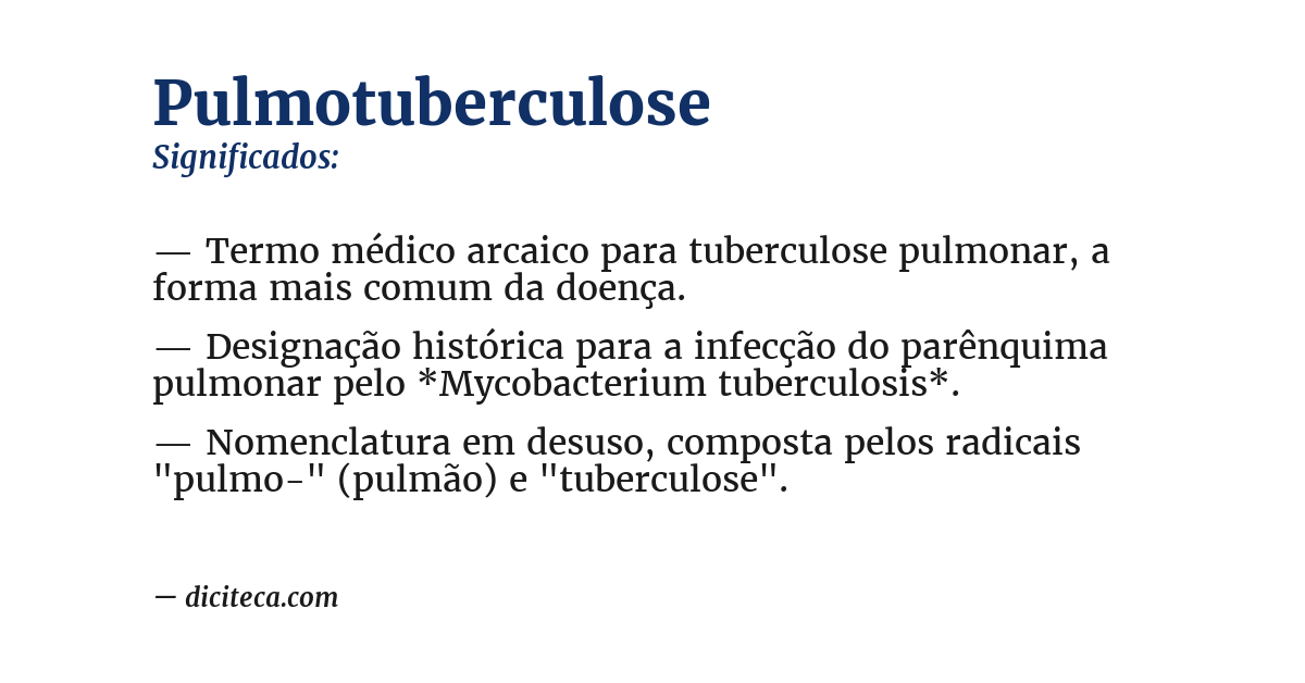 Significado de pulmotuberculose