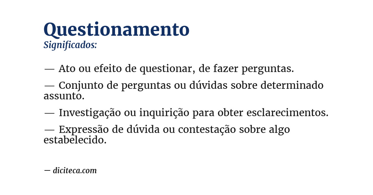 Significado de questionamento