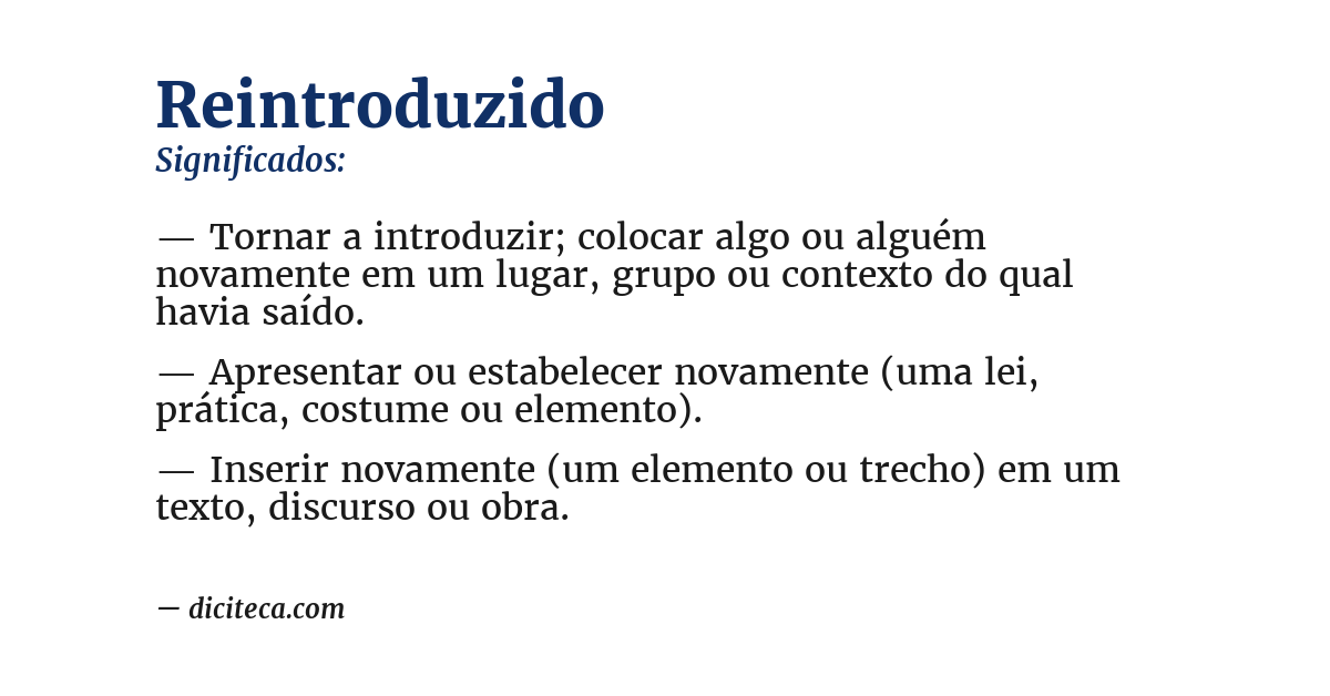 Significado de reintroduzido