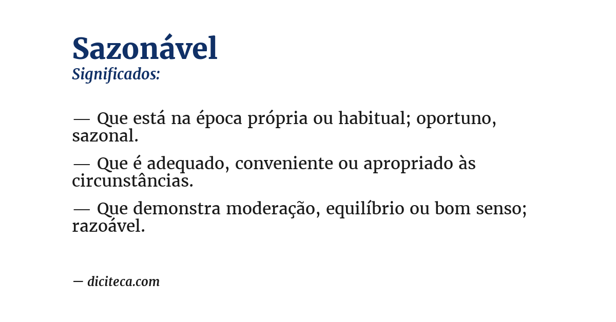 Significado de sazonável