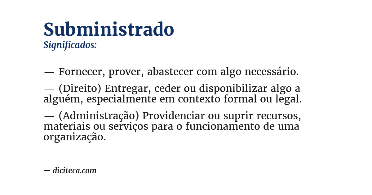 Significado de subministrado