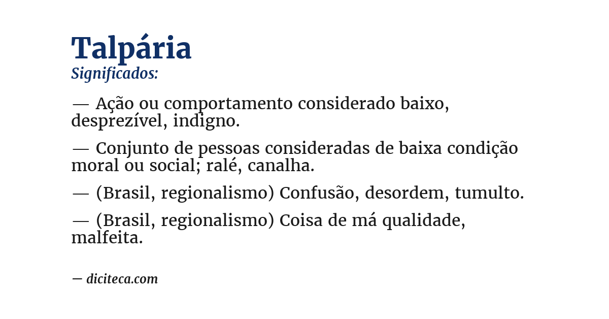 Significado de talpária