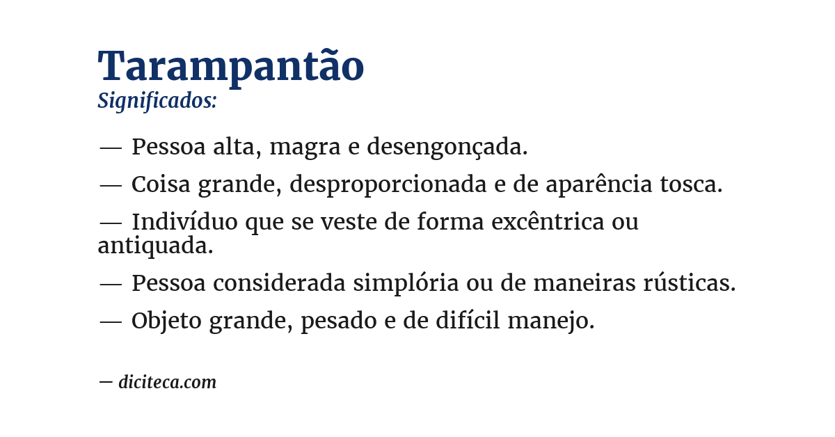 Significado de tarampantão