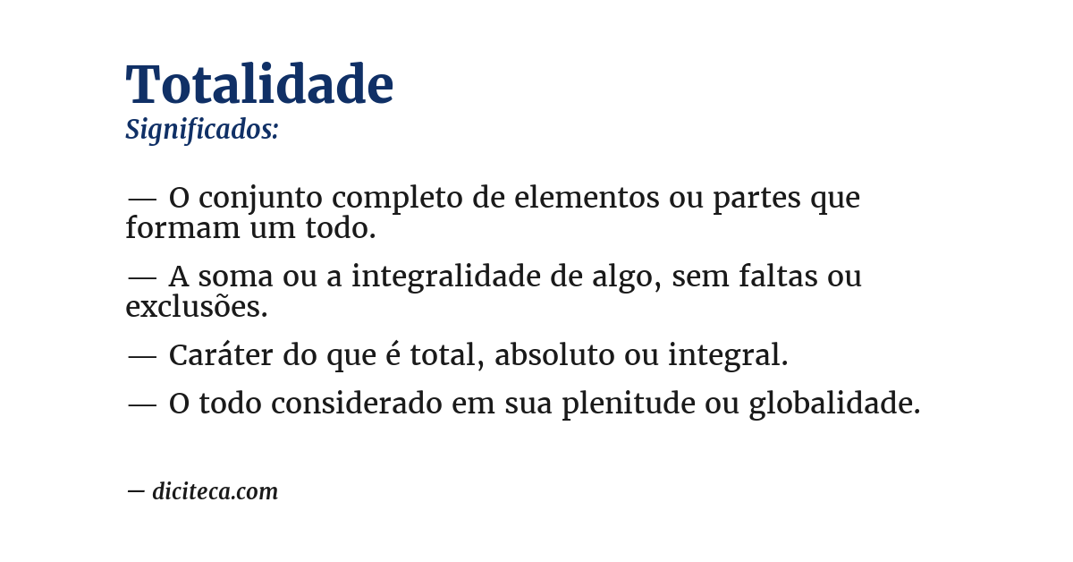 Significado de totalidade