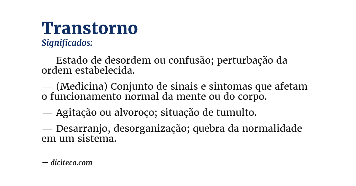 Significado de transtorno