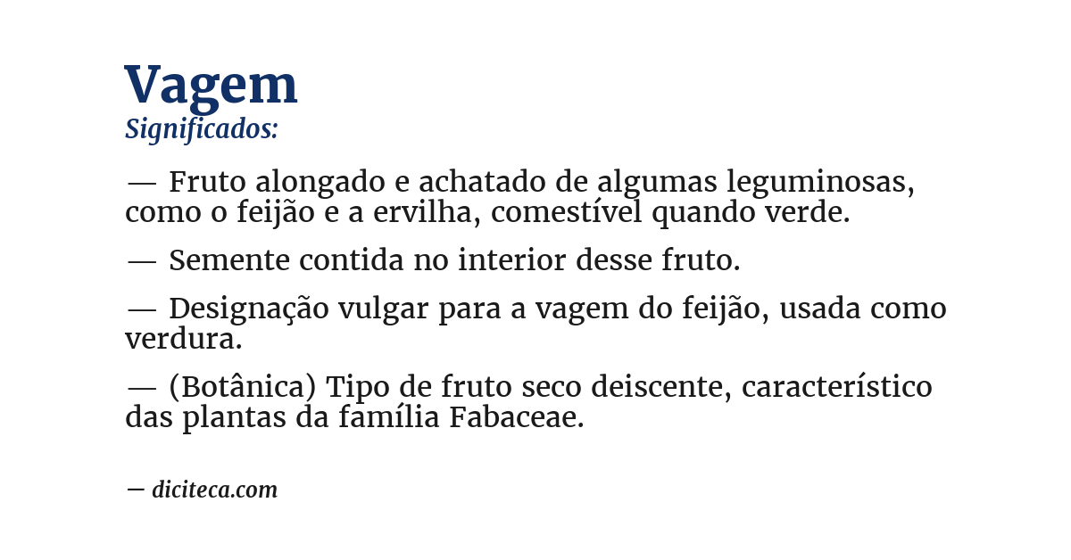 Significado de vagem