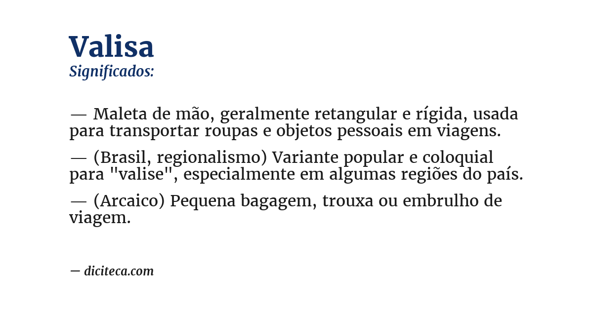 Significado de valisa