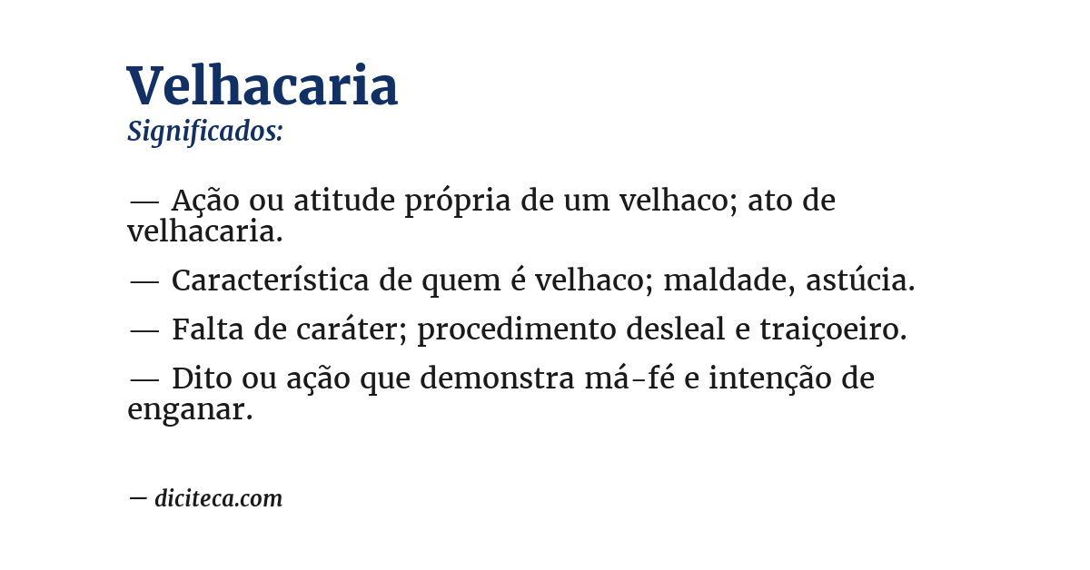 Significado de velhacaria