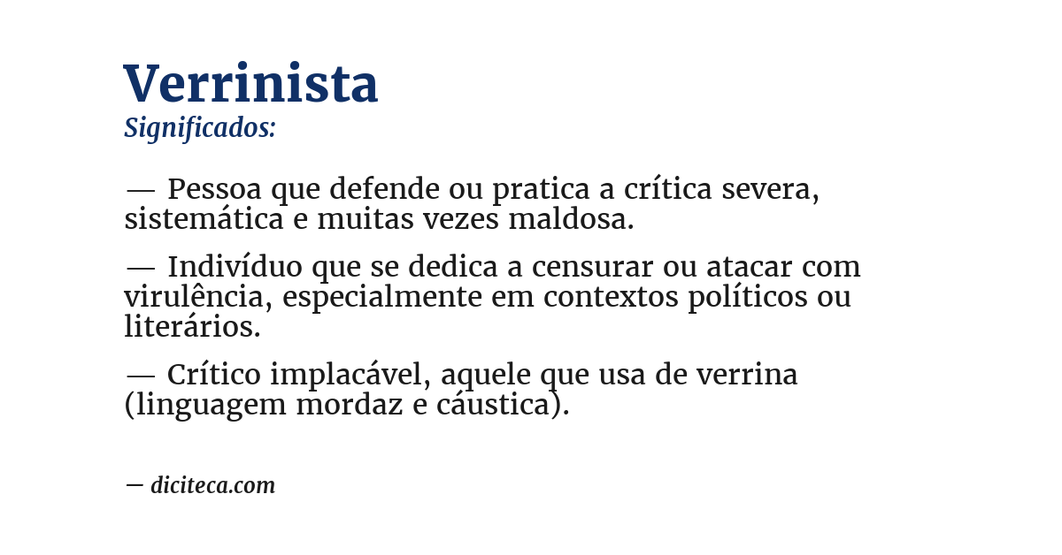 Significado de verrinista