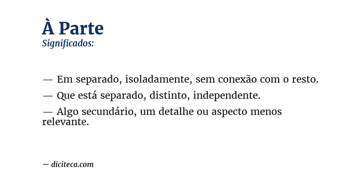Significado de à parte