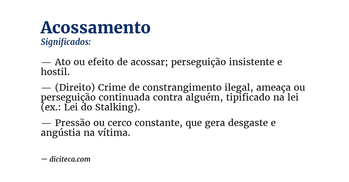 Significado de acossamento