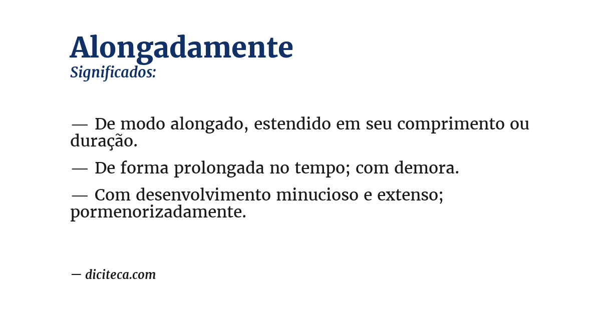 Significado de alongadamente