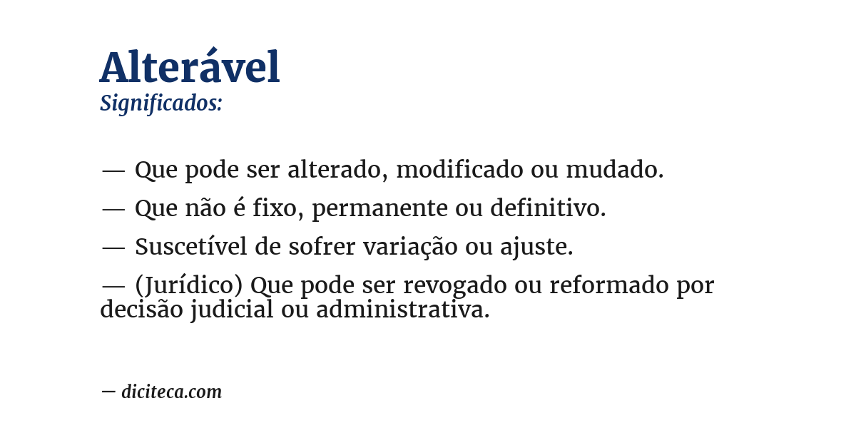 Significado de alterável