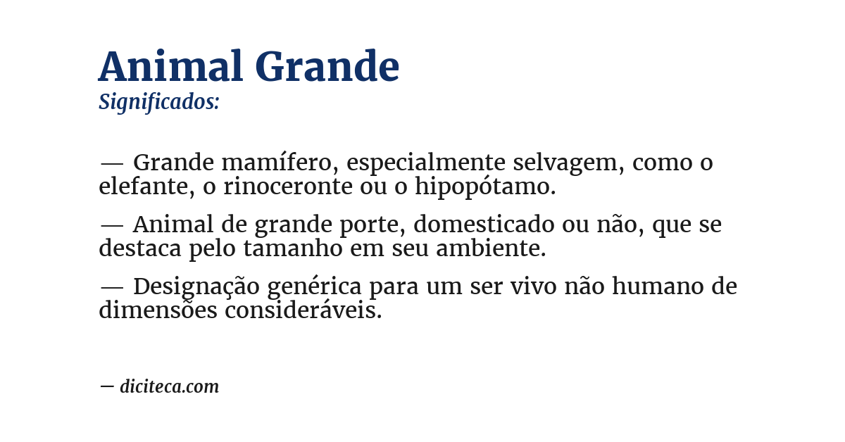 Significado de animal grande