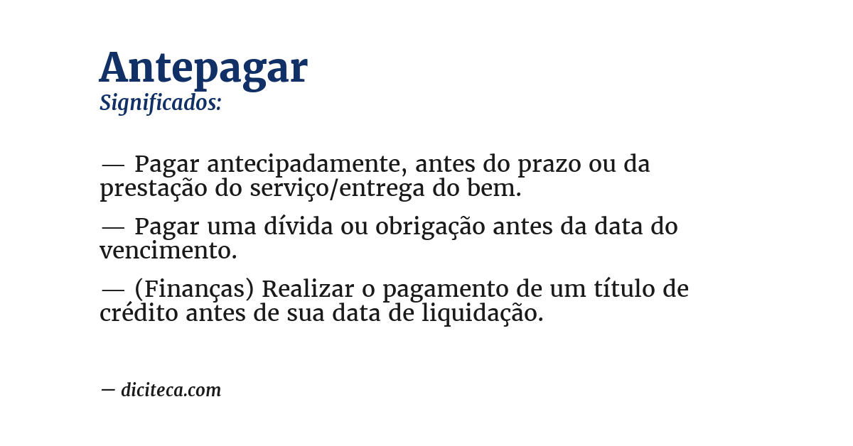 Significado de antepagar