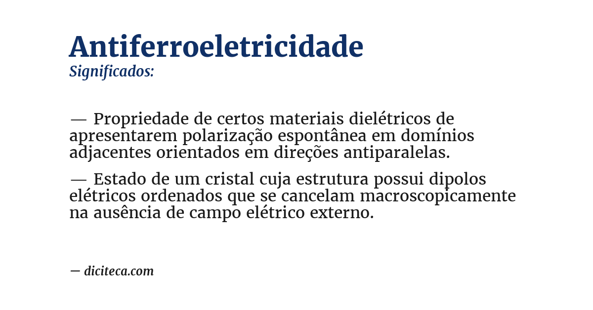 Significado de antiferroeletricidade