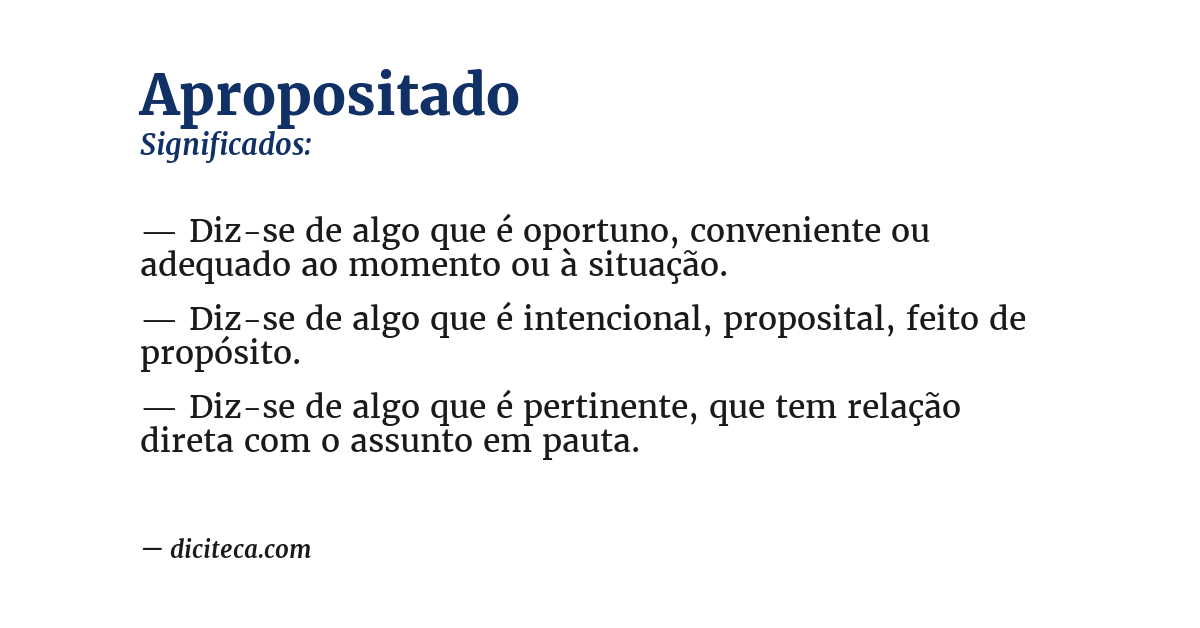 Significado de apropositado