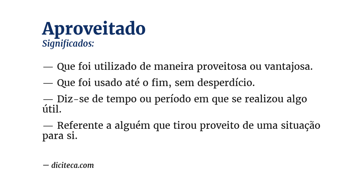 Significado de aproveitado