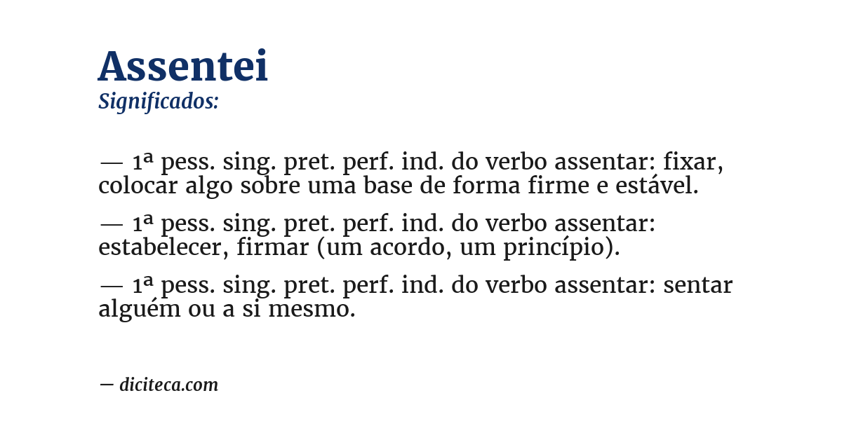 Significado de assentei
