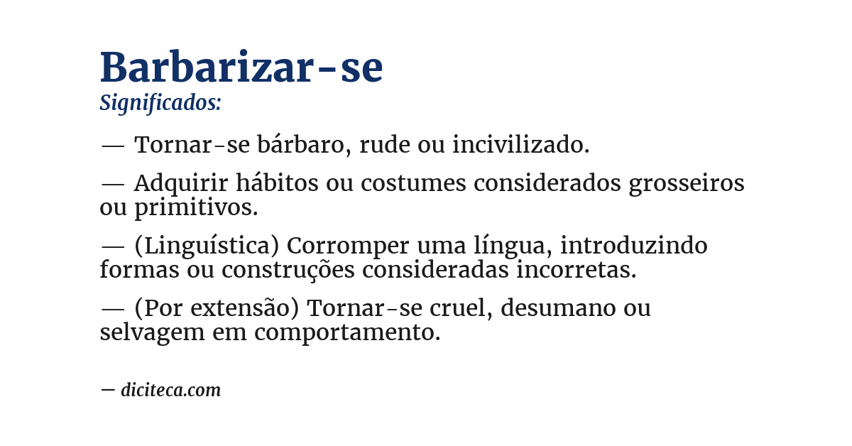 Significado de barbarizar-se