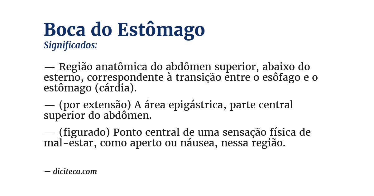 Significado de boca do estômago