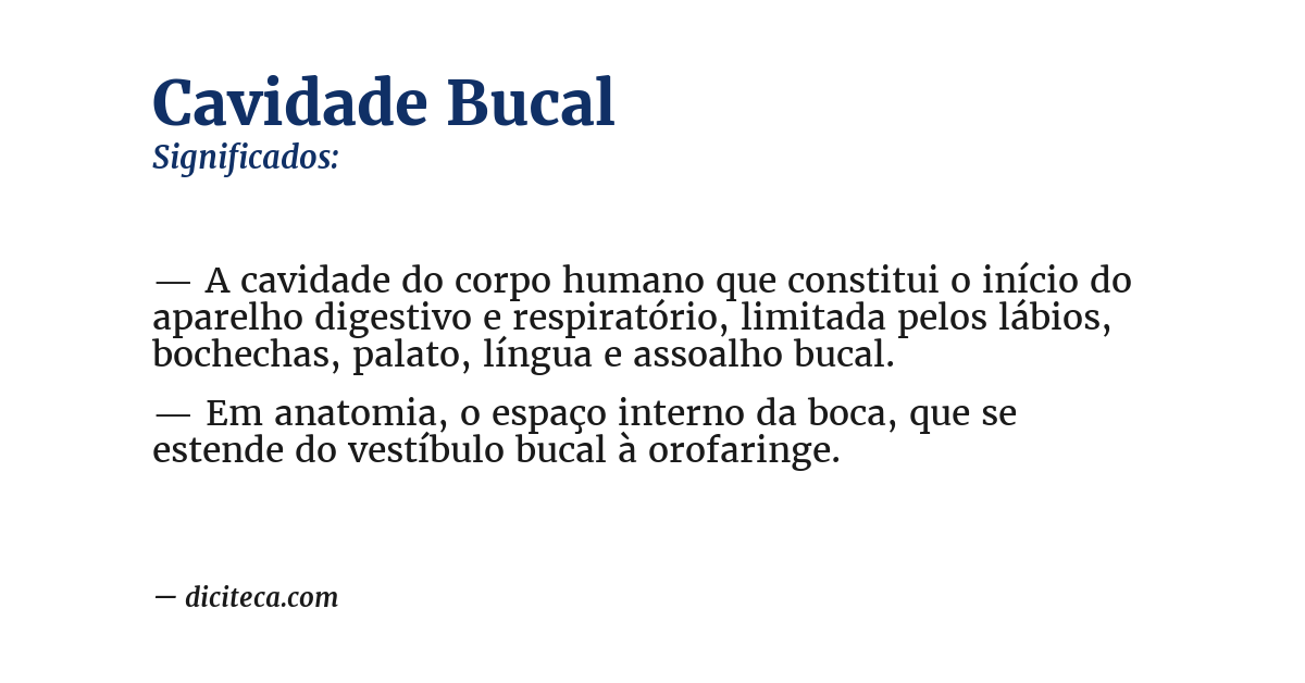 Significado de cavidade bucal