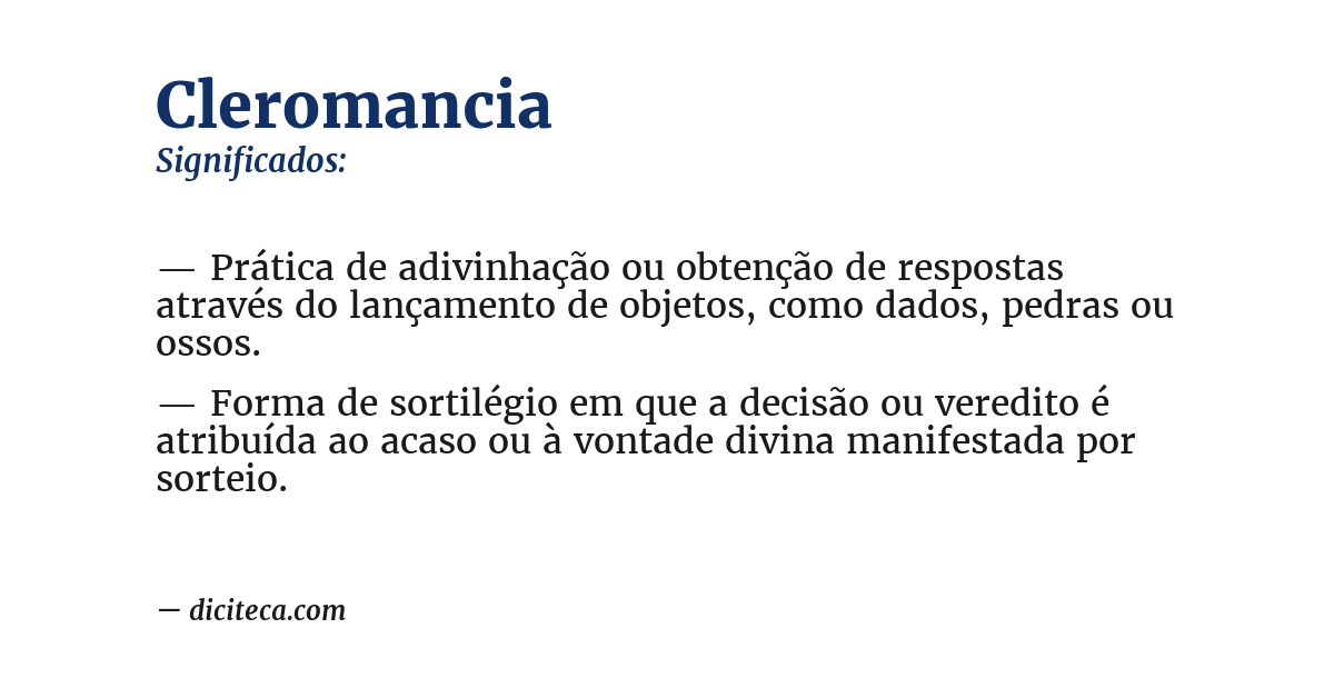Significado de cleromancia