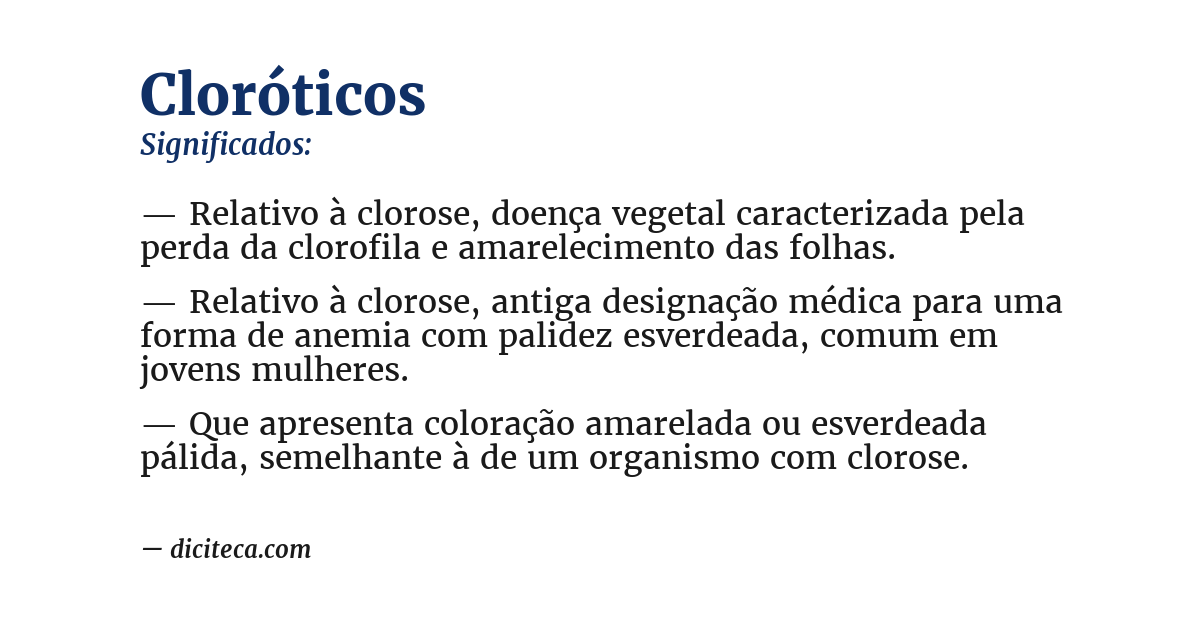 Significado de cloróticos