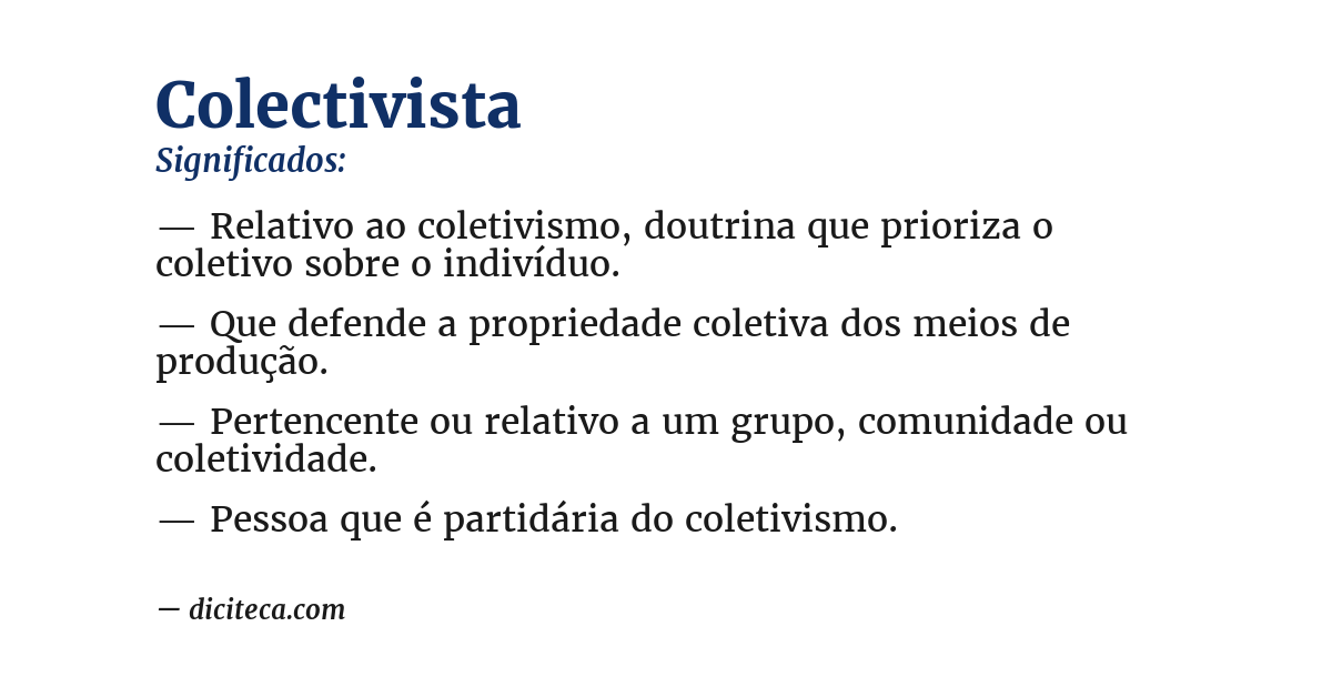 Significado de colectivista