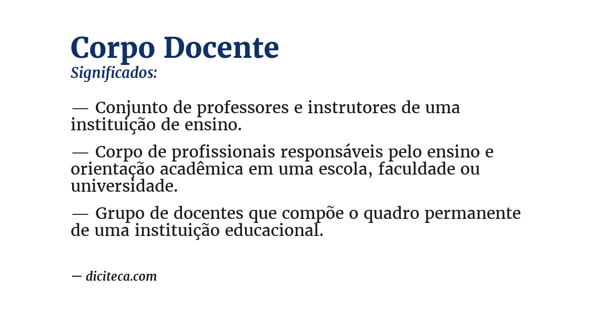 Significado de corpo docente